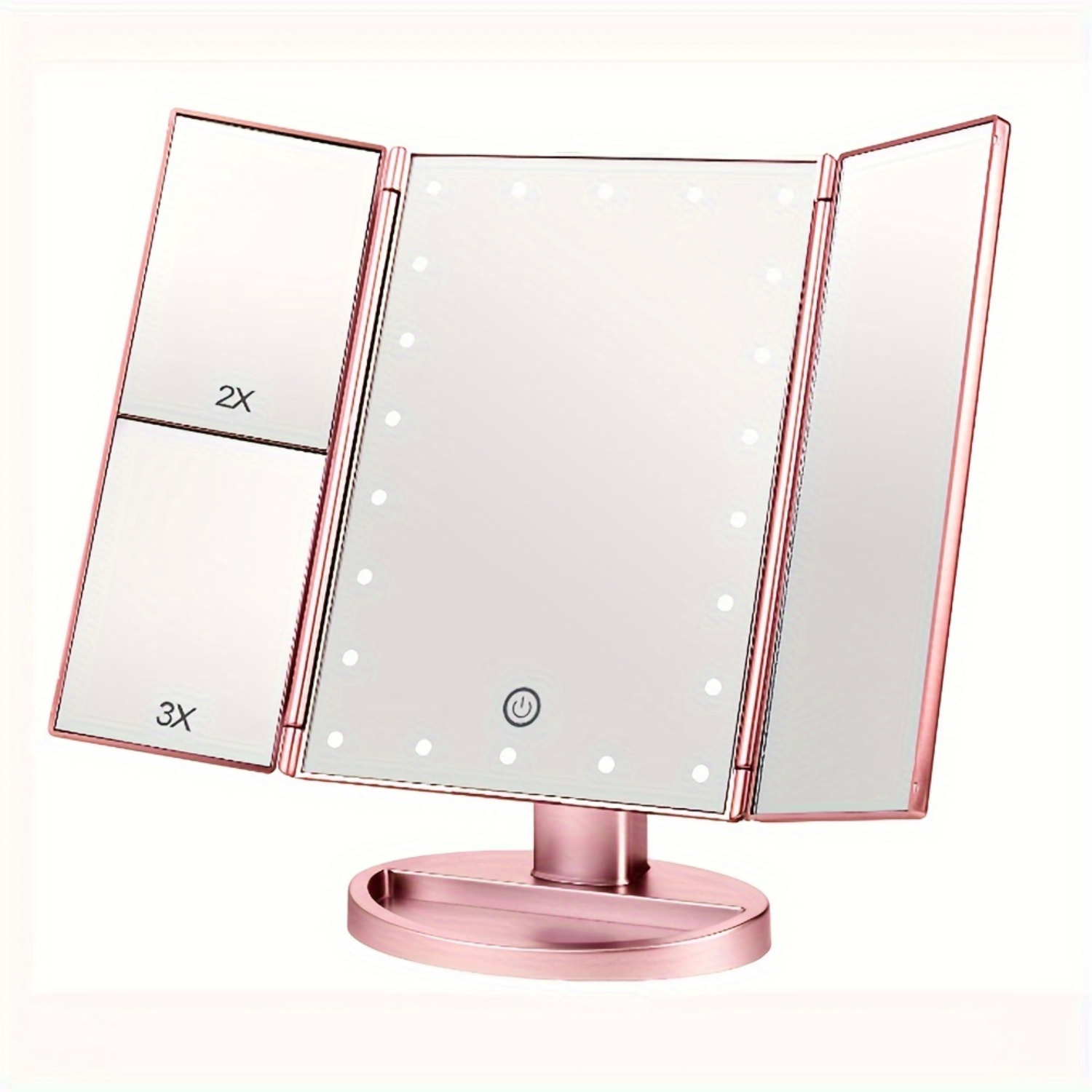 Beauty Makeup Design - Tri-Fold LED Makeup Mirror with 3X