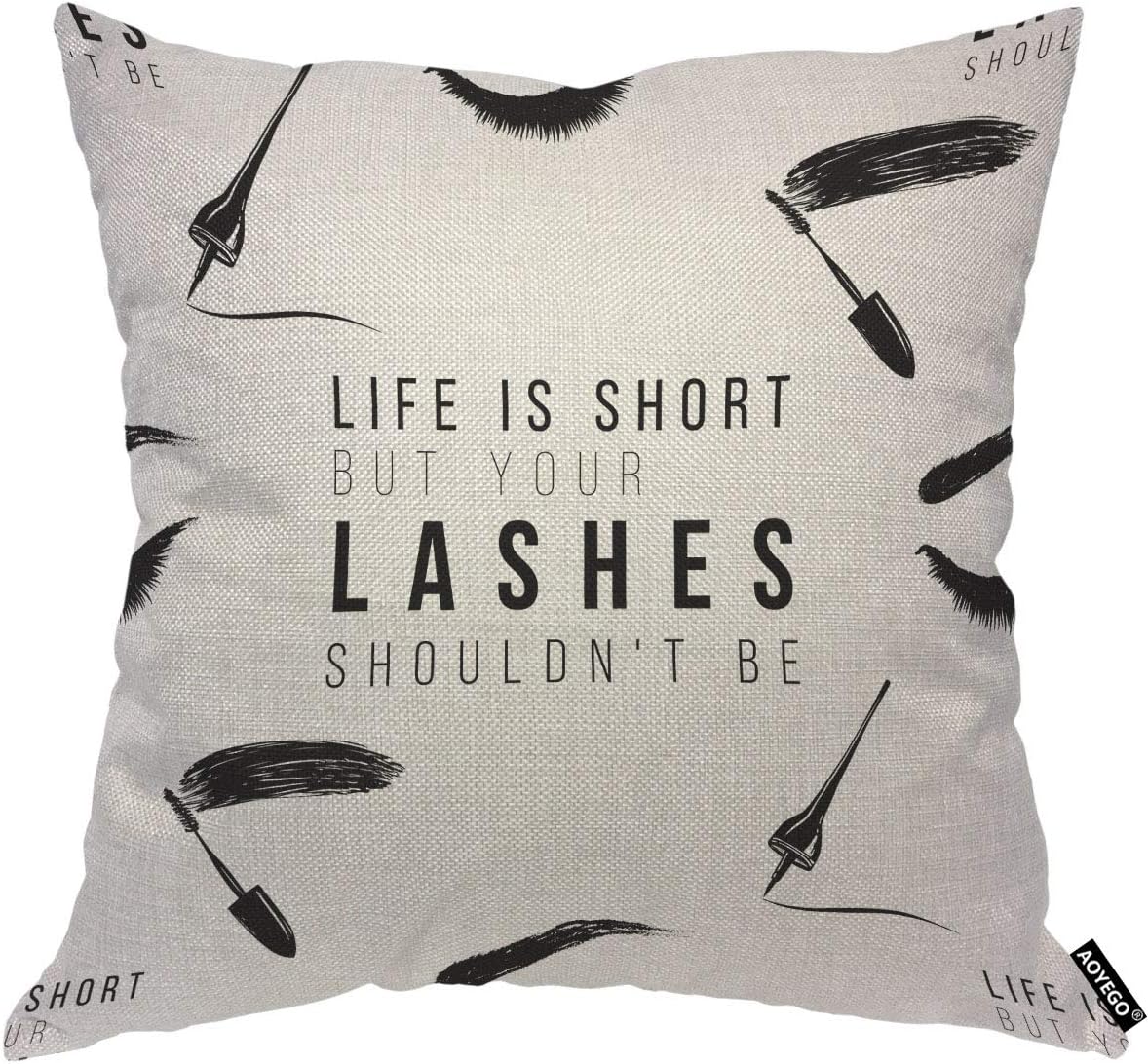 Funny Eyelash Quote Pillow Cov - Beauty Makeup Quotes Short review and price