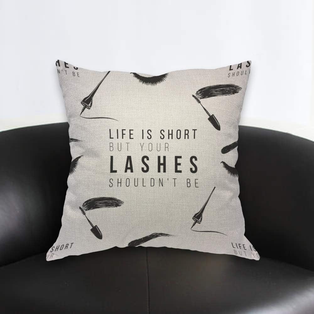 Funny Eyelash Quote Pillow Cov - Beauty Makeup Quotes Short review and price