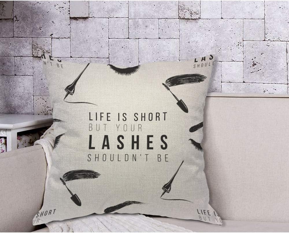 Funny Eyelash Quote Pillow Cov - Beauty Makeup Quotes Short review and price