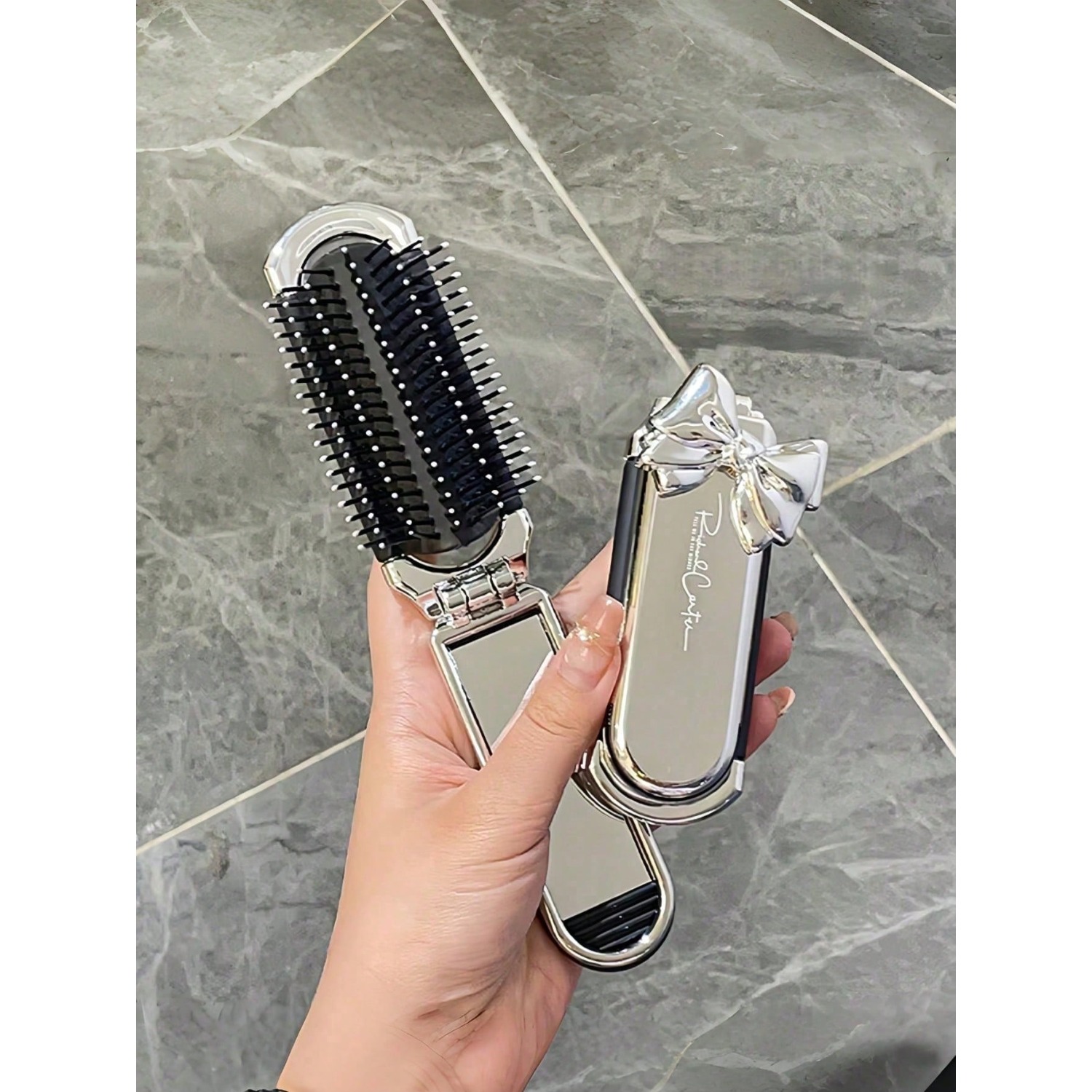 1pc Foldable Comb With Pink Bo - Beauty Makeup School review and price