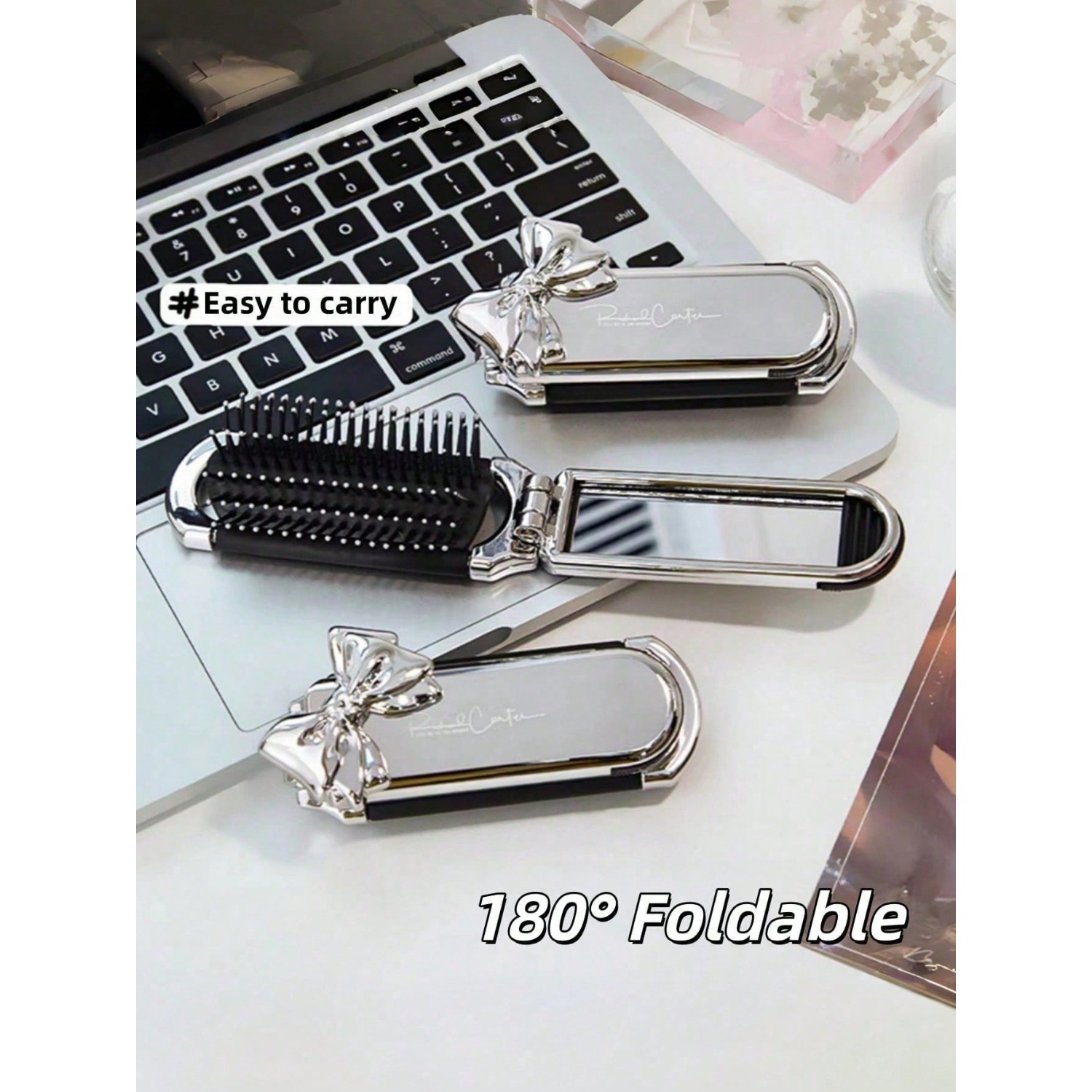 1pc Foldable Comb With Pink Bo - Beauty Makeup School review and price