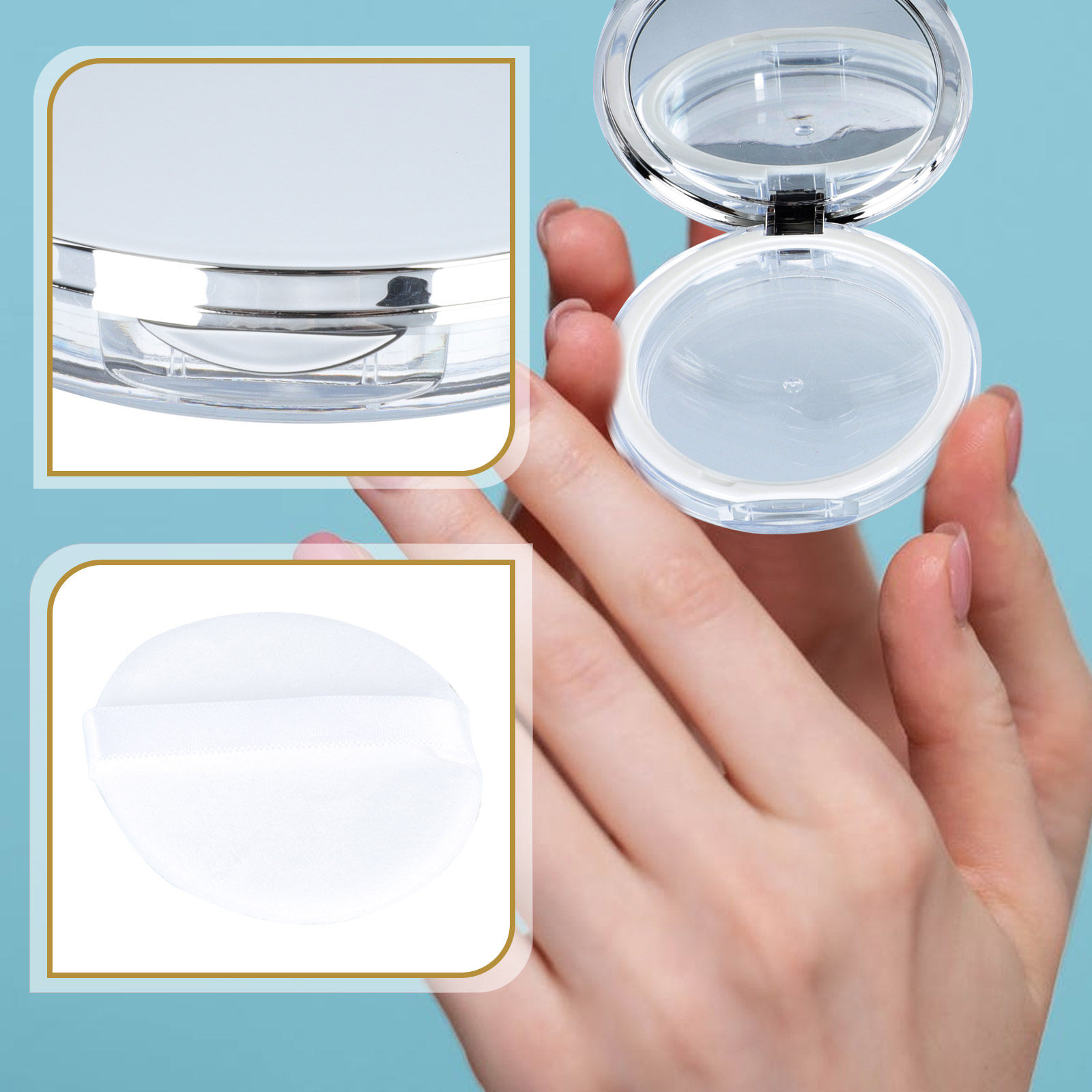 2Pcs Powder Case Portable Loos - Beauty Makeup School review and price